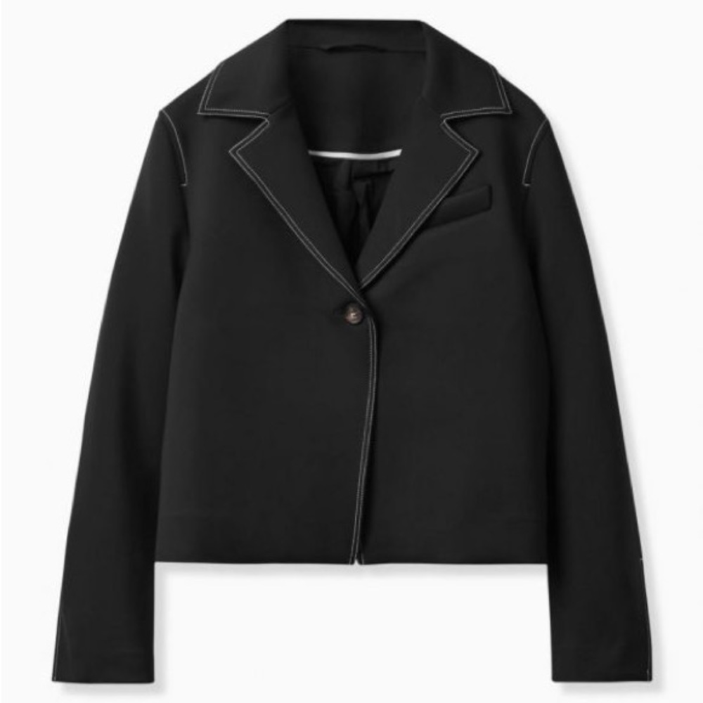 Contrast Stitching Cropped Jacket New W/O Tags